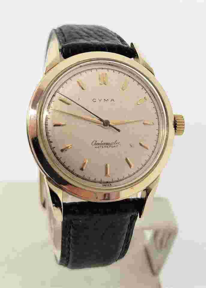 Cyma
Vintage Solid 14k Gold Mens Automatic Watch 1950s EXLNT SERVICED