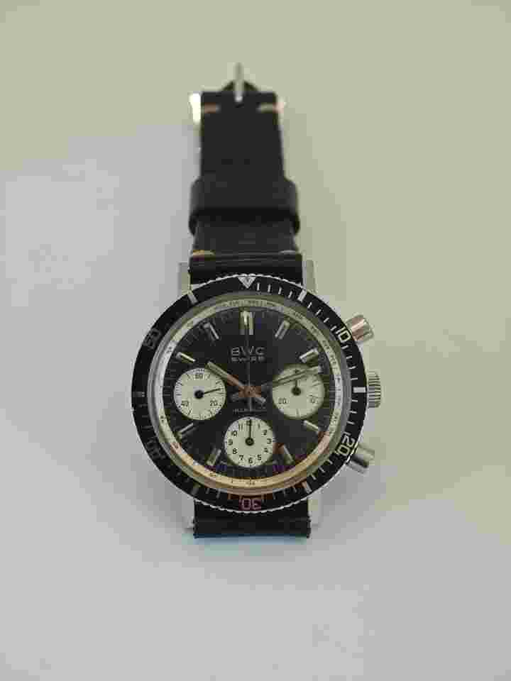 BWC-Swiss Valjoux 72 Daytona Chronograph Reverse Panda Dial Beautiful all over condition and recently serviced!