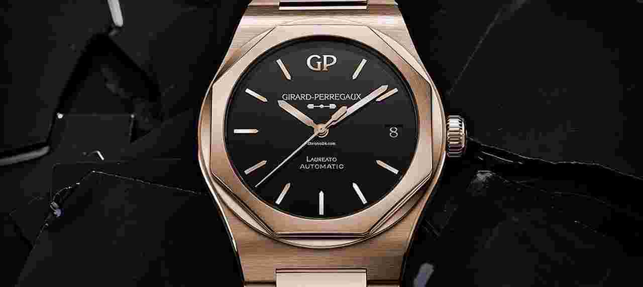 Girard Perregaux Laureato
42mm 18KT PINK GOLD ONYX DIAL 81010-52-3118-1CM