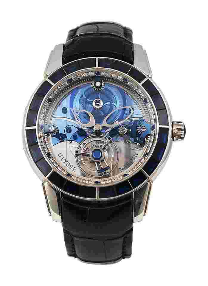 Ulysse Nardin
Royal Blue Tourbillon with Sapphire Bezel in Platinum on Strap with Skeleton Blue Sapphire Dial - Limited to 99pcs