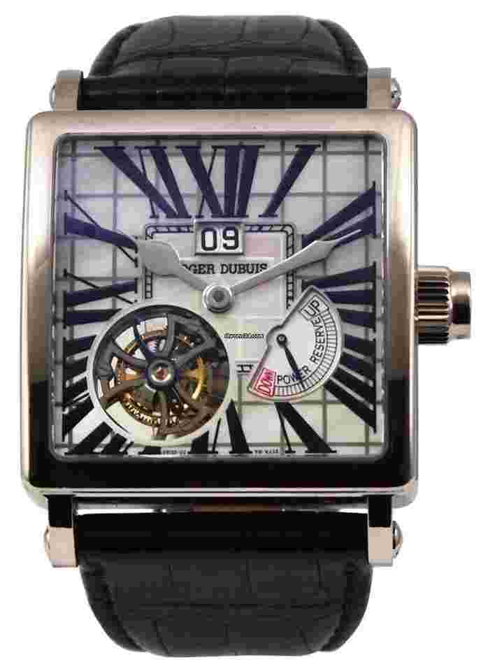 Roger Dubuis Golden Square
40mm Golden Square Tourbillon with White Gold on Black Alligator Leather Strap with MOP Dial