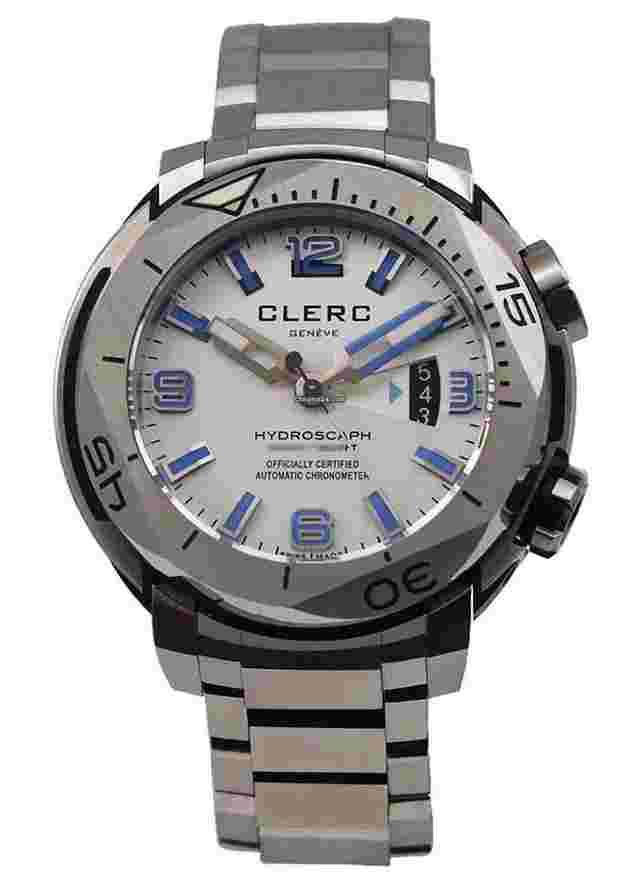 Clerc Hydroscaph H1 Chronometer in Steel on Bracelet with Silver Dial (caseback has a few hairlines)