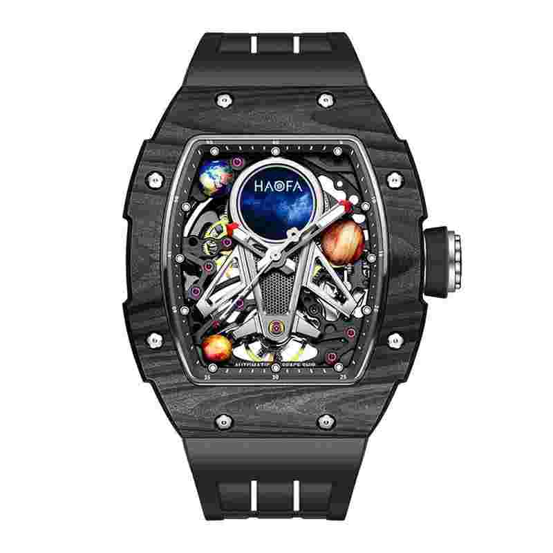 HAOFA 3D SPACESHIP AUTOMATIC MOVEMENT CARBON FIBER 5ATM MEN WATCH 1971