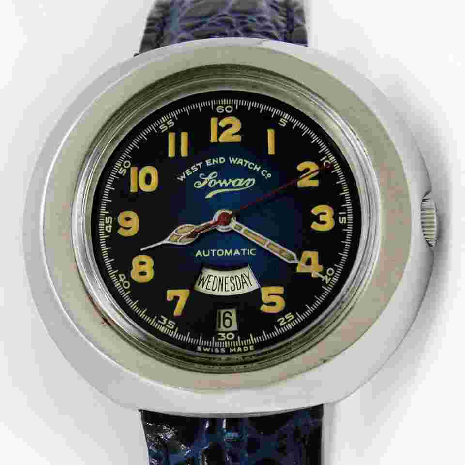 West End Watch Co. Sowar Automatic Day Quick Date Steel Men's Vintage Watch