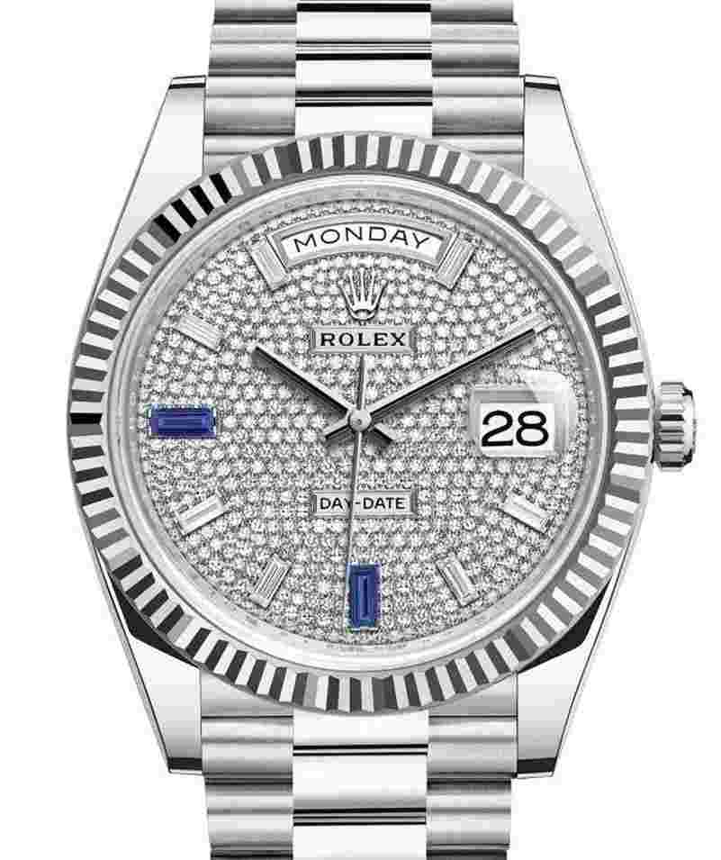 Rolex Day-Date 40
40mm Pave Dial Platinum Bracelet 228236 Unworn 2023