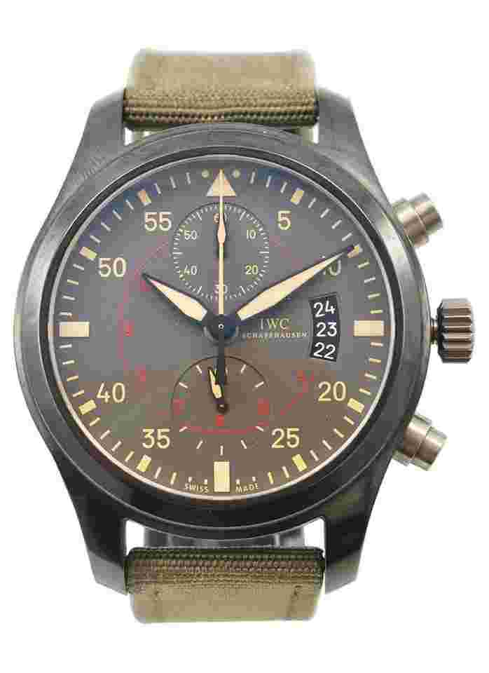IWC Pilot Chronograph Top Gun Miramar on Green Fabric Strap with Grey Dial ( Missing outer box) (Strap 80 percent)