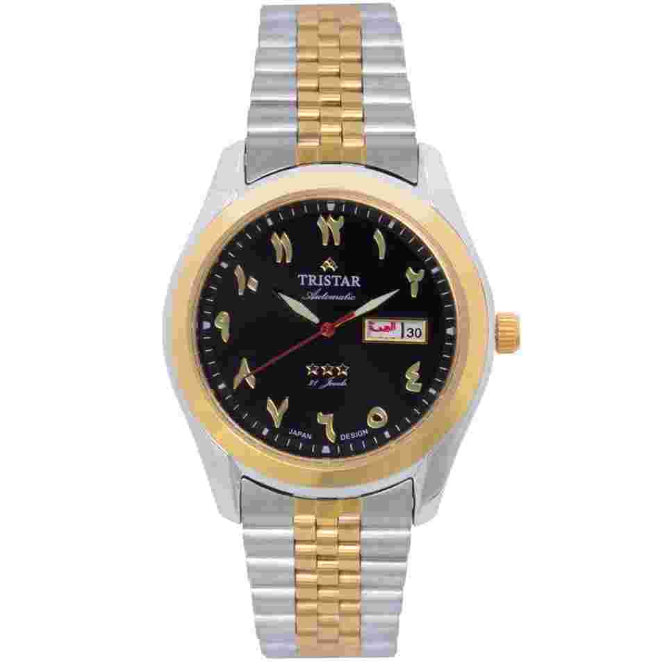Tristar Arabic Day-Date Dual Tone Jubilee Bracelet Automatic Watch BA23BM2TM03