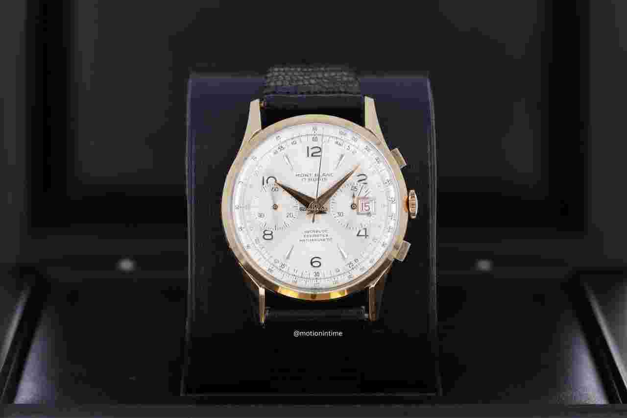Montblanc
Chronograph Incabloc Ferrotex Antimagnetic 1960s Vintage Unusual Date 18kt Rose Gold RARE