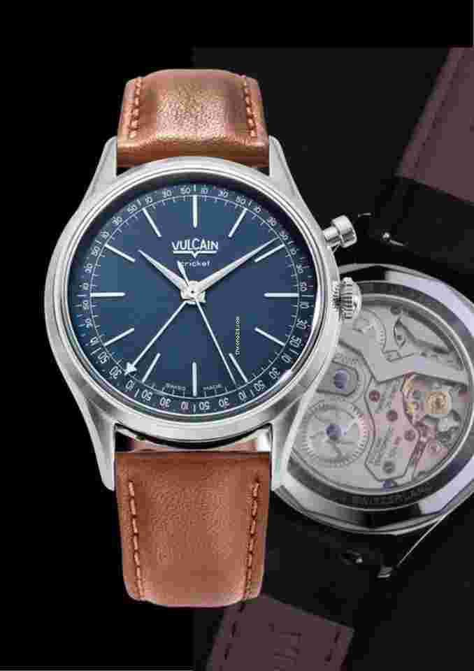 Vulcain Cricket
                           
                                 NEW: Cricket President 39mm - Blue - Brown Leather - Open Case Back - OFFICIAL DEALER