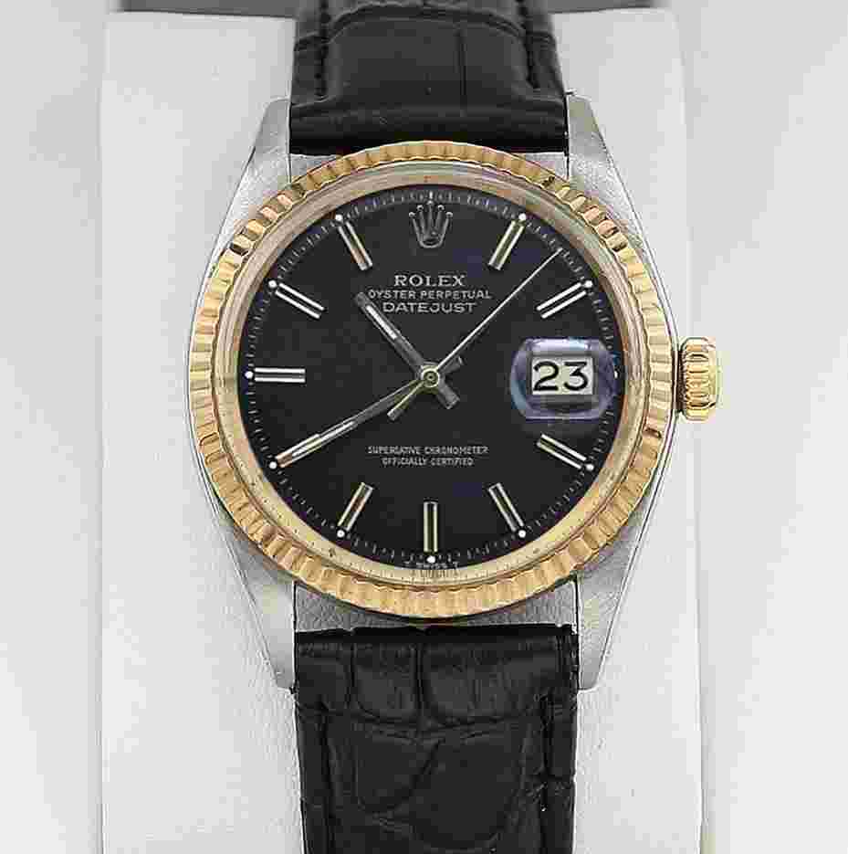 Rolex Datejust 36
ref. 1601 Steel/Gold 18K - Black Dial - Leather strap
