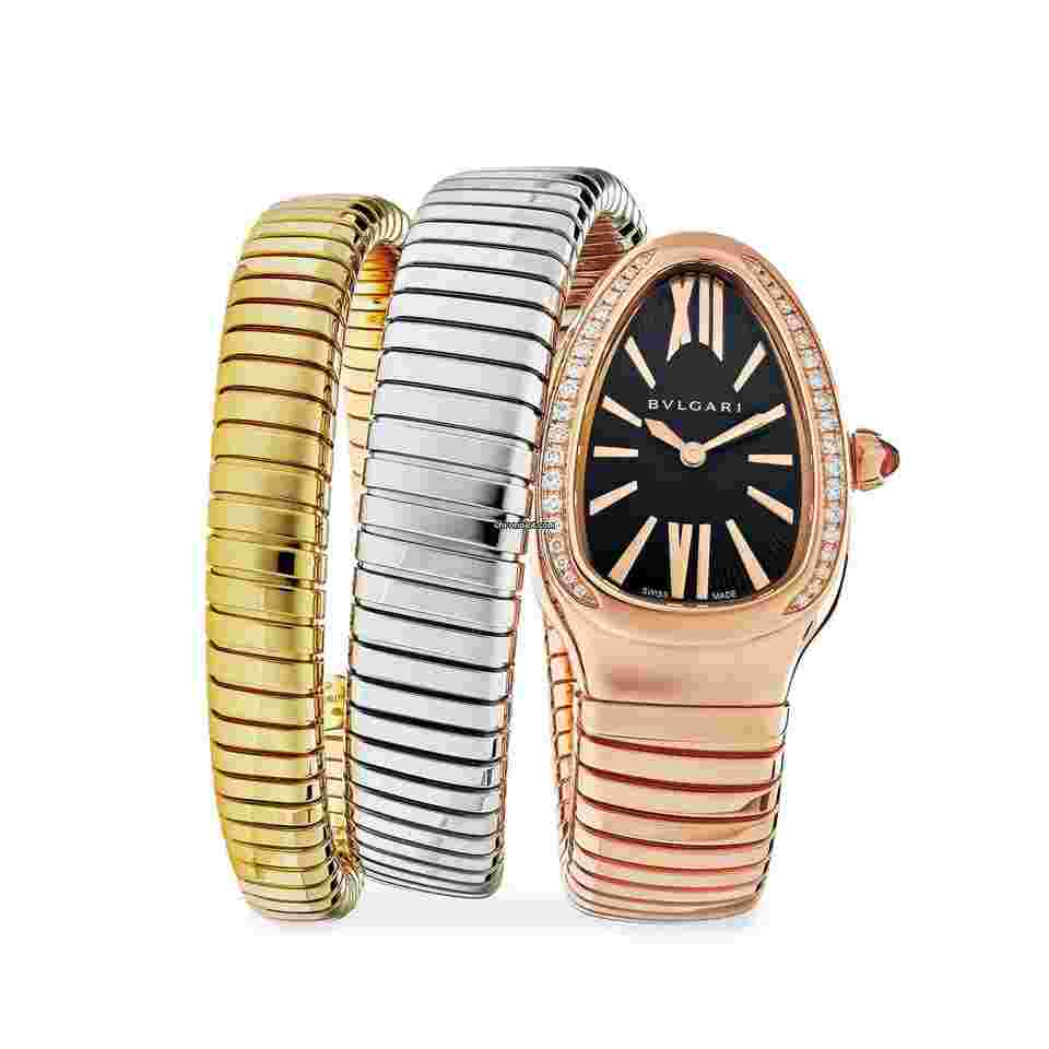 Bulgari Serpenti
Tubogas Watch 102948 Three-Tone Double Spiral Diamond Bezel