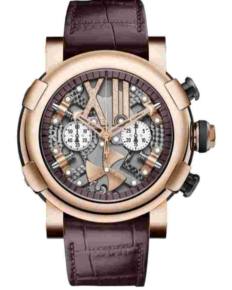 Romain Jerome Titanic-DNA
Steampunk Chrono Full Red PVD Stainless steel & 18K Rose Gold Men's Watcn