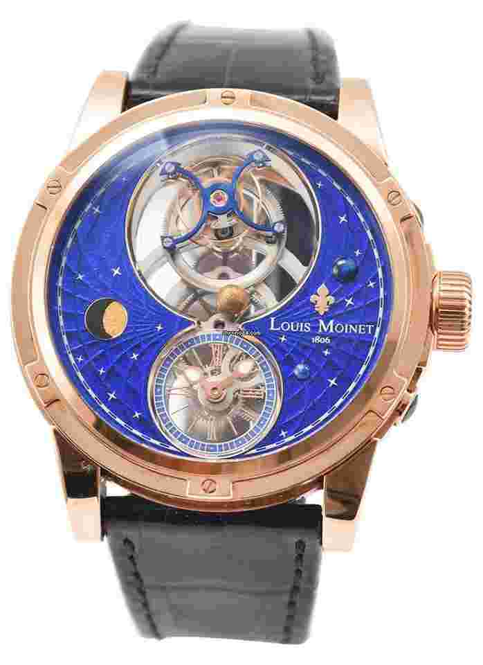 Louis Moinet
Space Mystery Satellite Tourbillon in Rose Gold - Limited Edition of 8 on Blue Alligator Leather Strap with Magic Blue Dial