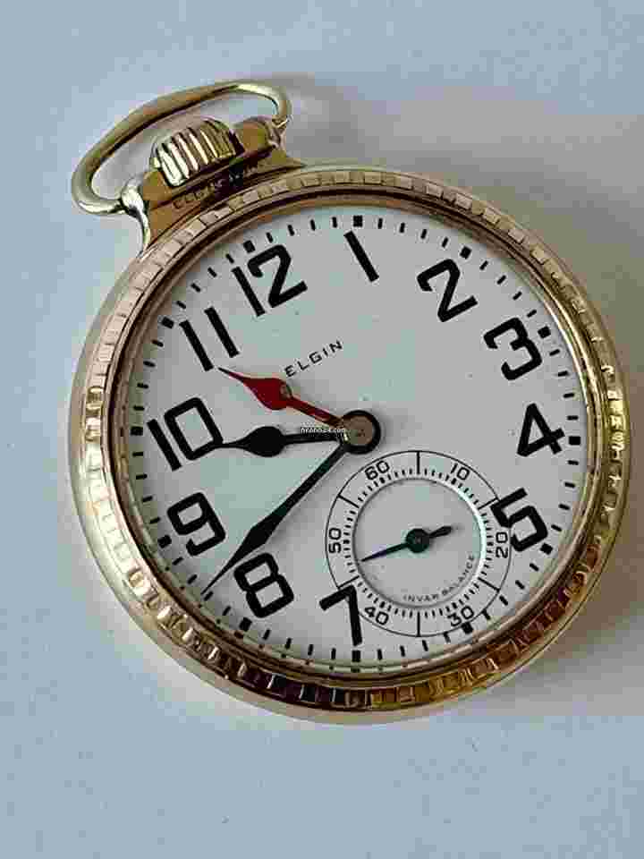 Elgin
Railway Military Dual Time14K GoldFilled Antique Pocket Watch PorcelainDial Invar Balance