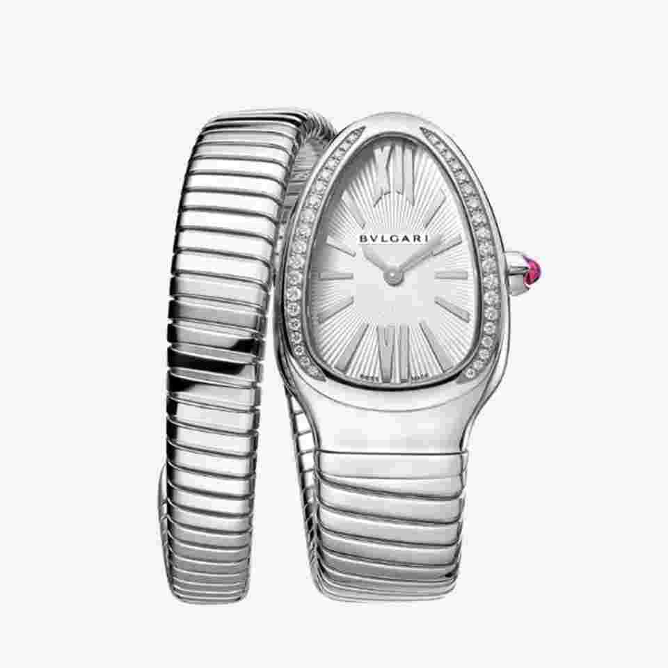 Bulgari Serpenti
Tubogas L Watch 35mm Stainless Steel Diamond Case Silver Dial Single Spiral
