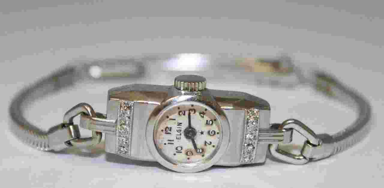 Elgin
Ladies Vintage Elgin Platinum & Stainless Steel Diamond Watch Circa 1920