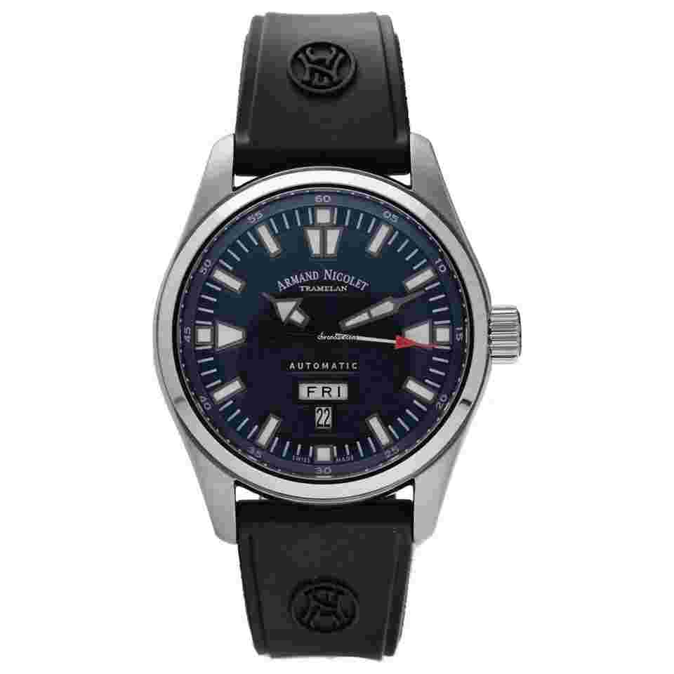 Armand Nicolet J09
9640M-BU-G9660 Stainless Steel 43mm Rubber Automatic Men's Watch