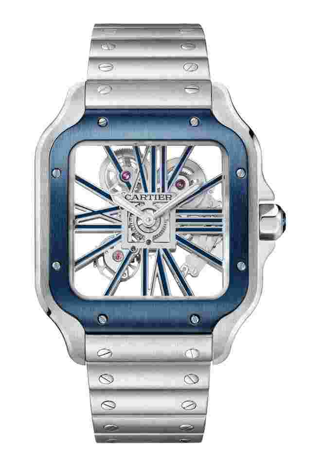 Cartier Santos
de Cartier Large Model Blue Skeleton Steel Men’s Watch WHSA0026
