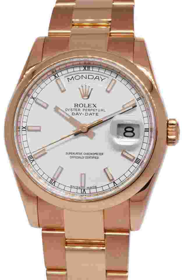 Rolex Day-Date 36
18k Rose Gold White Dial 36mm Oyster Bracelet Watch Y 118205