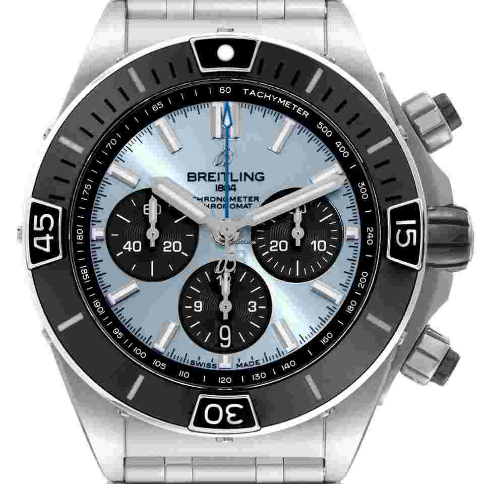 Breitling Chronomat
B01 Ice Blue Dial Steel Mens Watch PB0136 Box Card