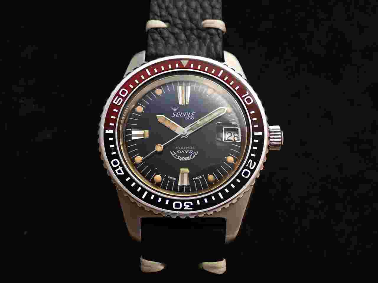 Squale
Very Rare Vintage Super Squale 300 Swiss Helium Valve On Crown Watch 60's