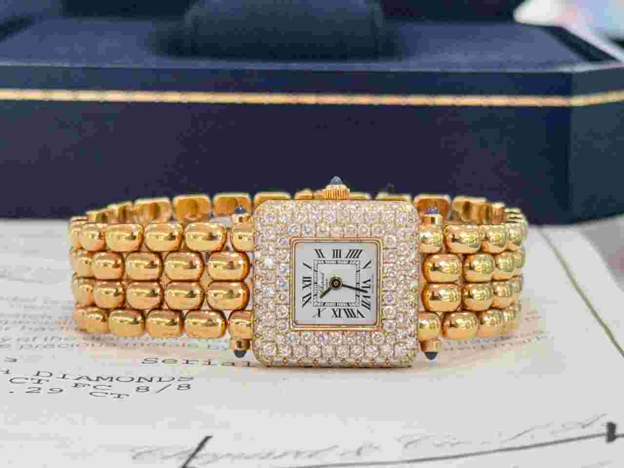 Chopard Happy Sport
28mm Ladies Classic Square 18k Yellow Gold Factory Diamonds B/P MINT