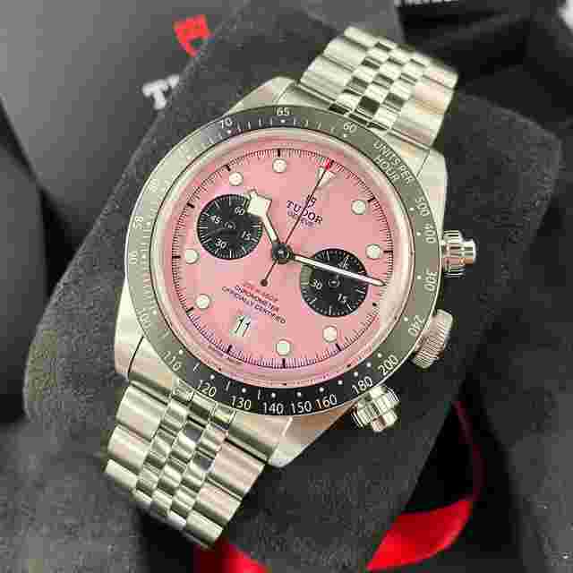 Tudor Black Bay Chrono NEW Special Edition Black Bay Chrono 41mm Pink 79360N-0019 Stainless Steel Jubilee Band