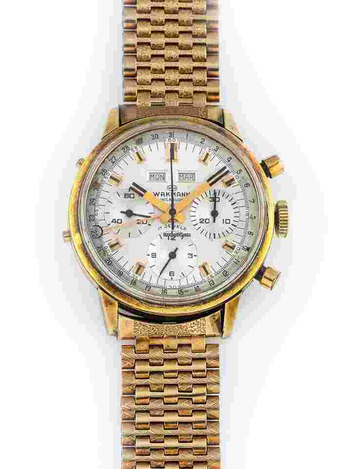 Wakmann
Vintage Wakmann 71.1311.21 Triple Date Chronograph with Valjoux Cal 730 Gold Plated
