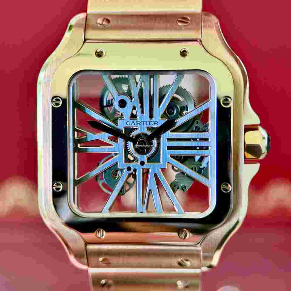 Cartier Santos de Cartier Rose Gold Skeleton - Full Set Warranty till 2030 Pristine Full Collector's Set