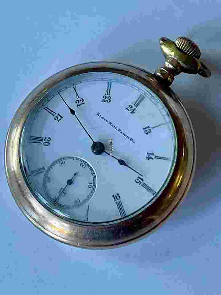 Elgin
Natl. Watch Co. Antique Railroad Military GoldFilled White Porcelain Dial Pocket Watch US