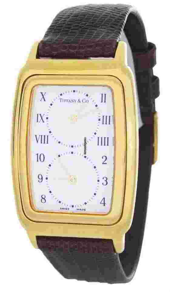 Tiffany
& Co Unisex Rectangle Two Time Zones White Dial Swiss Quartz Watch