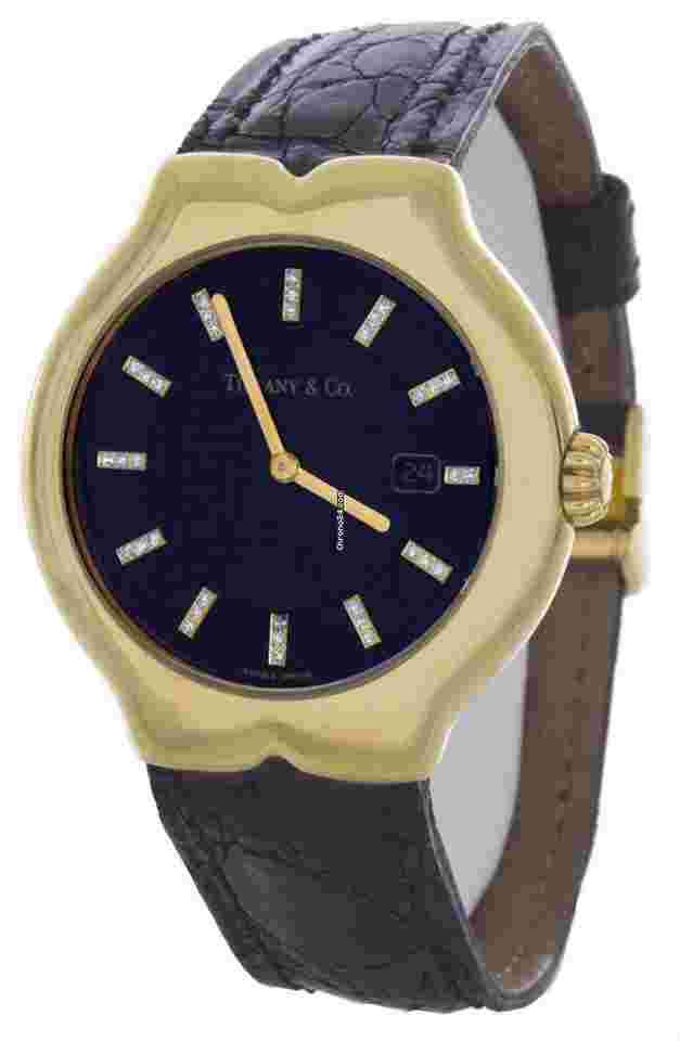 Tiffany
& Co Tesoro Unisex Black Dial Black Crock Band Swiss Quartz Watch