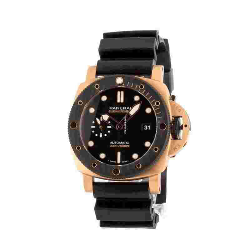 Panerai Submersible
Goldtech Black Dial Rubber 44 mm Mens Watch PAM02070 QuarantaQuattro oro carbo