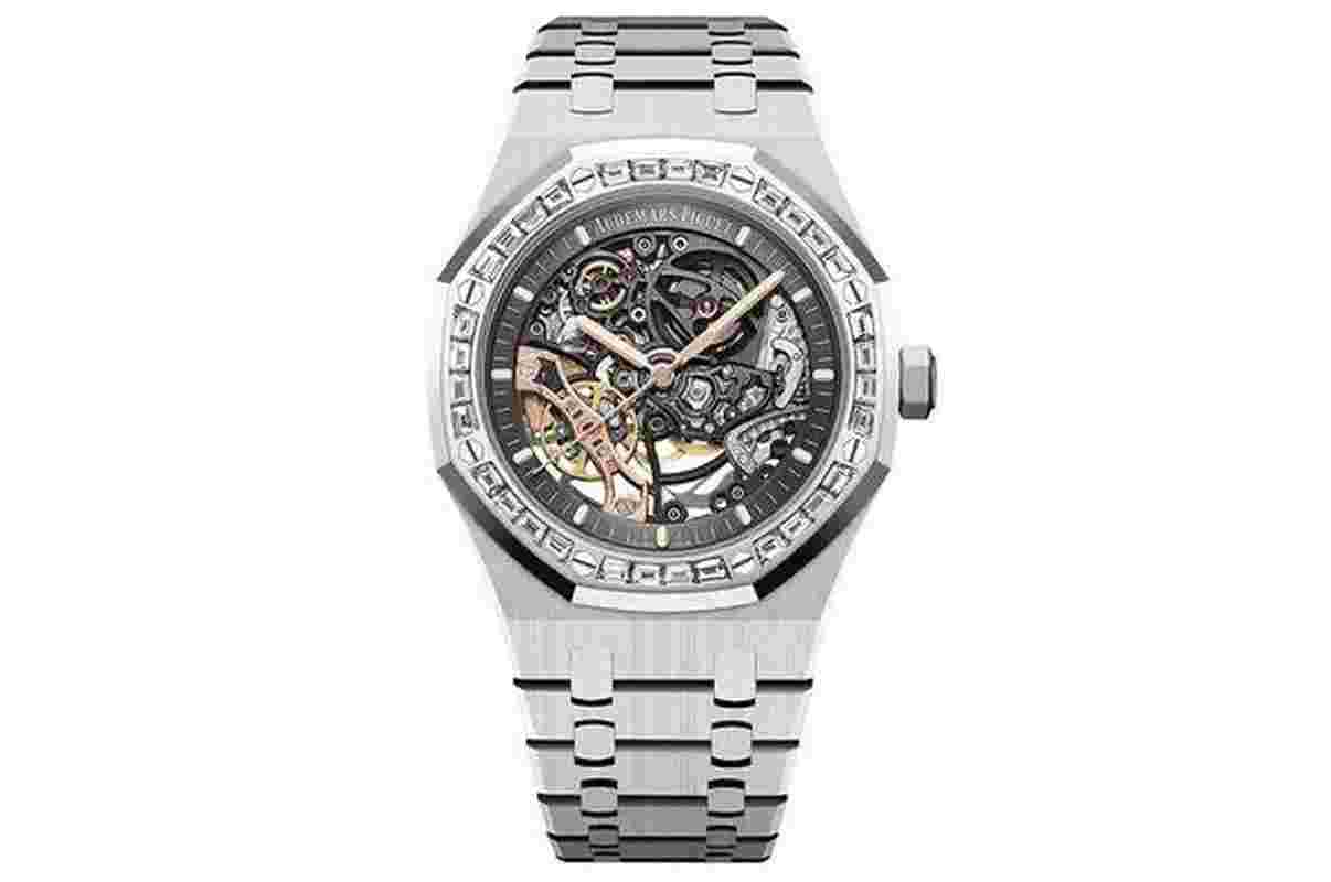 Audemars Piguet Royal Oak Double Balance Wheel Openworked White Gold Baguette Bezel 15412BC