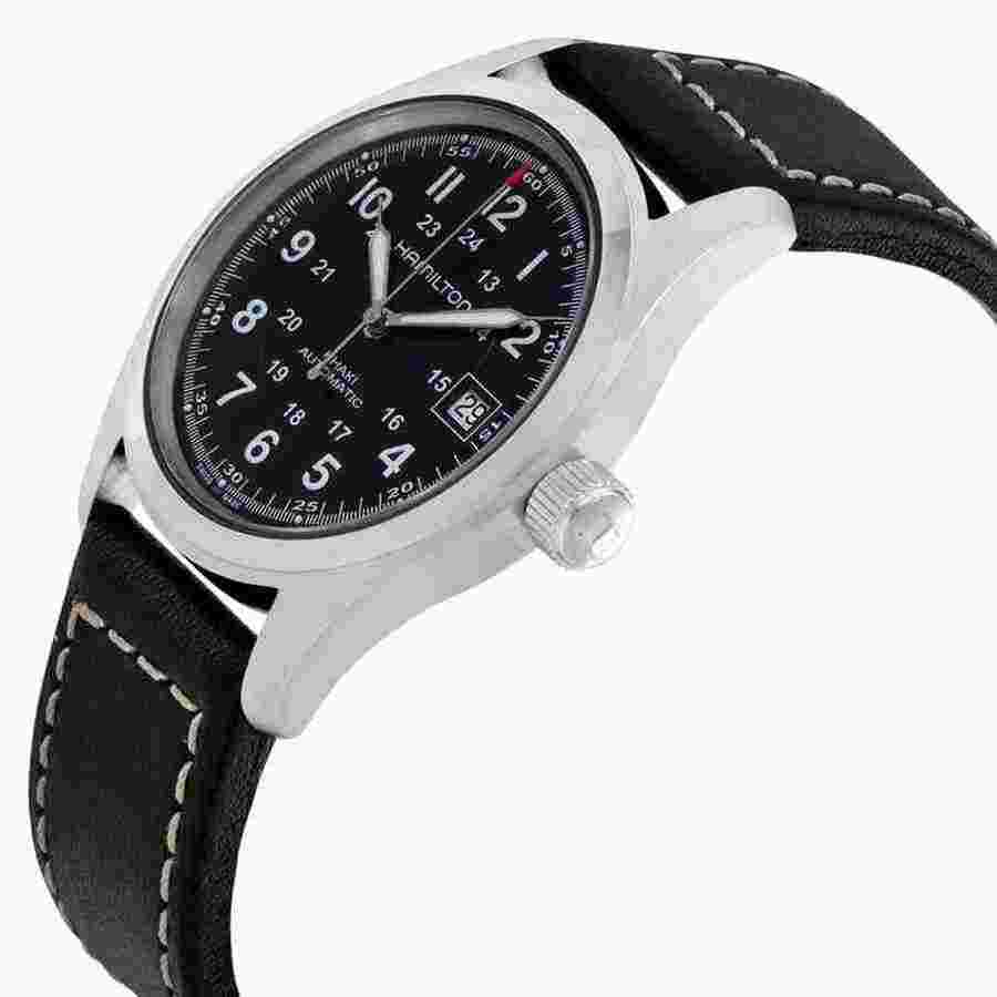 Hamilton Khaki Field
Automatic 38mm Ref. H70455733 Black Dial Black Leather Strap