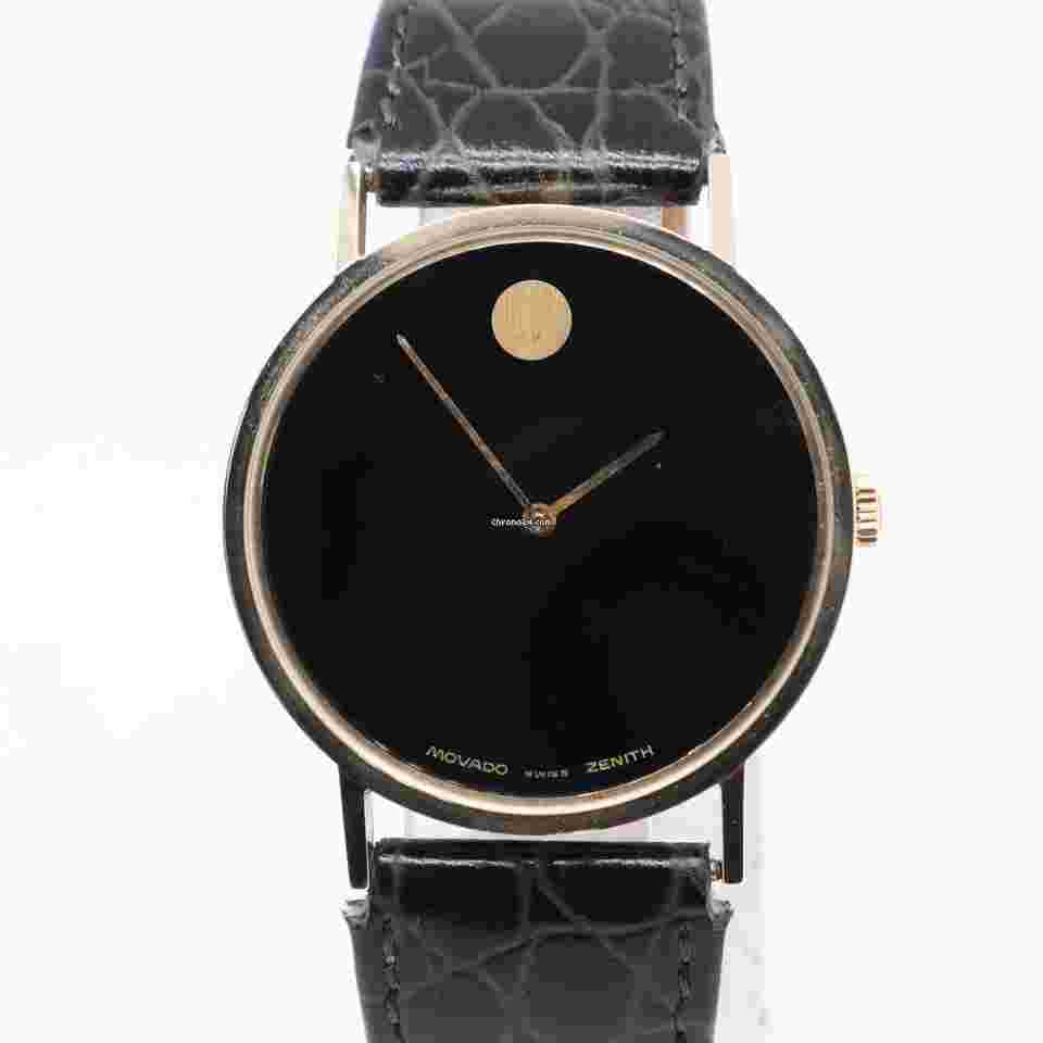 Movado
Museum 33mm 14K Yellow Gold Black Dial Zenith Hand Wind Vintage Watch
