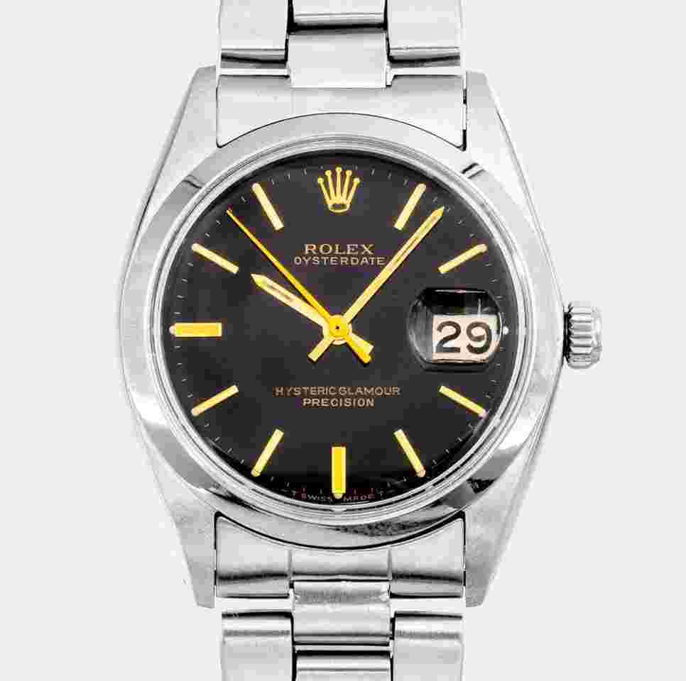 Rolex | One-of-a-Kind ROLEX | Jumbo Oyster "Hysteric Glamour" | High-Gloss Black Gilt Dial | Bowie Heros | 1950s