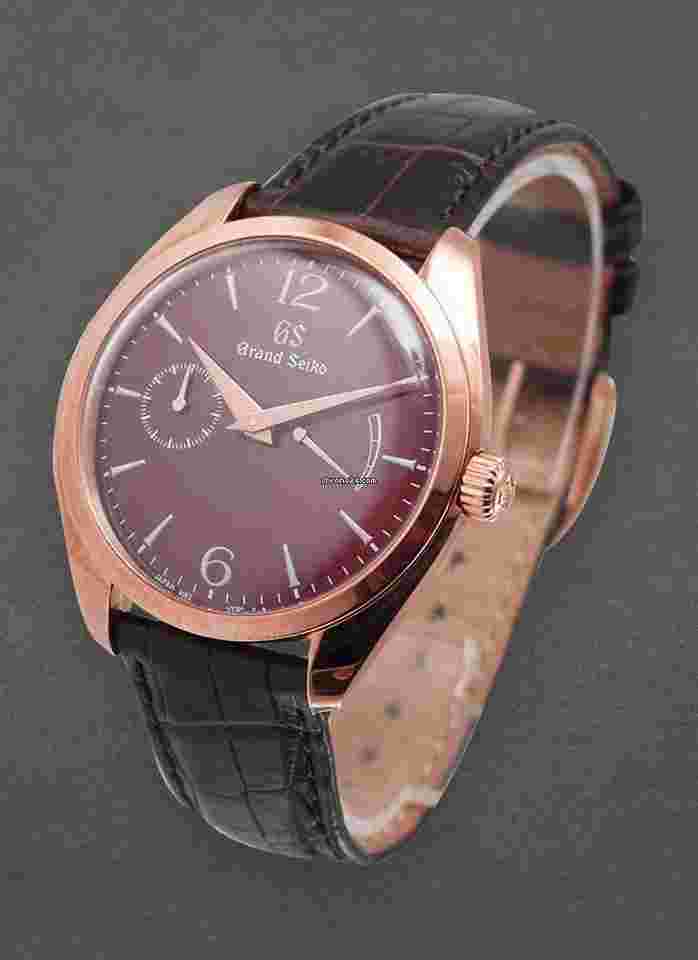 Grand Seiko Elegance Collection
in Rose Gold Limited Edition of 150pcs on Strap with Brown / Maroon Dial