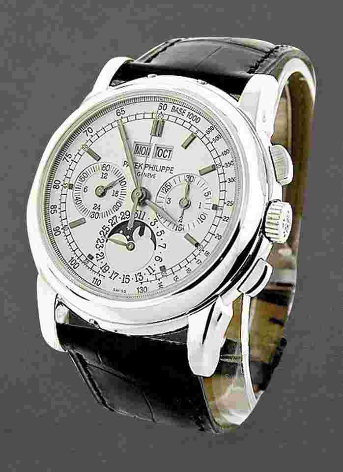 Patek Philippe Perpetual Calendar Chronograph
Ref 5970G in White Gold on Black Alligator Leather Strap with Silver Dial