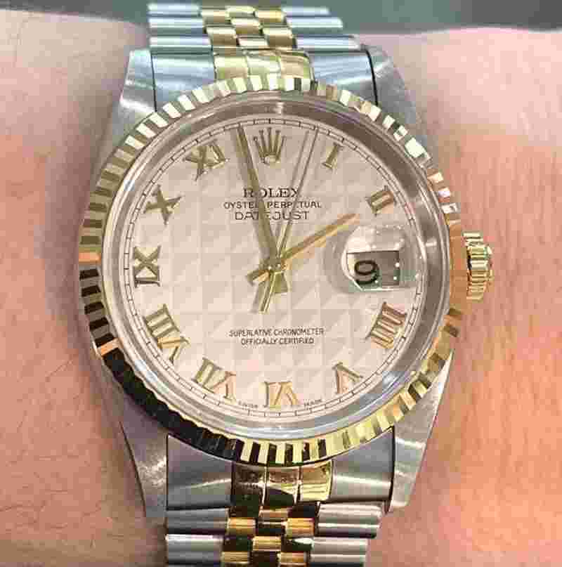 Rolex Datejust
TwoTone Ivory Pyramid Dial Ref. 16233