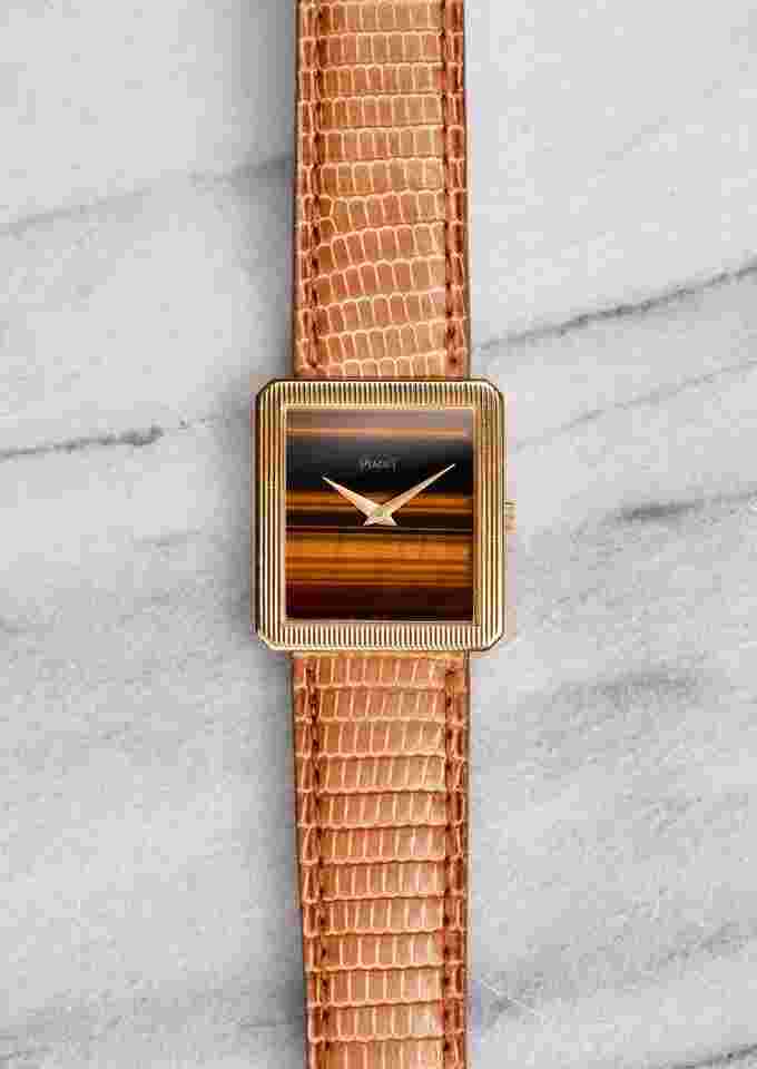 Piaget
Reference Protocol Vintage Manual Wind 70s 18K Yellow Gold Tiger Eye Dial Serviced.