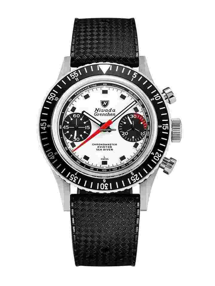 Nivada
                           
                                 Chronomaster Paul Newman Inter Bezel 86054M - Black Rubber Strap - Nivada Grenchen AD