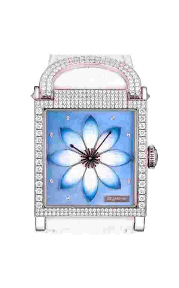 DeLaneau " Luckee Lotus" ADO 18K White Gold & Diamonds Lady's Watch