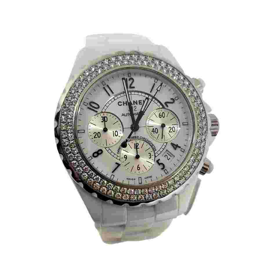 Chanel J12
Ladies CHANEL J12 Automatic White CERAMIC Diamond Bezel 41mm Watch Ref H1008