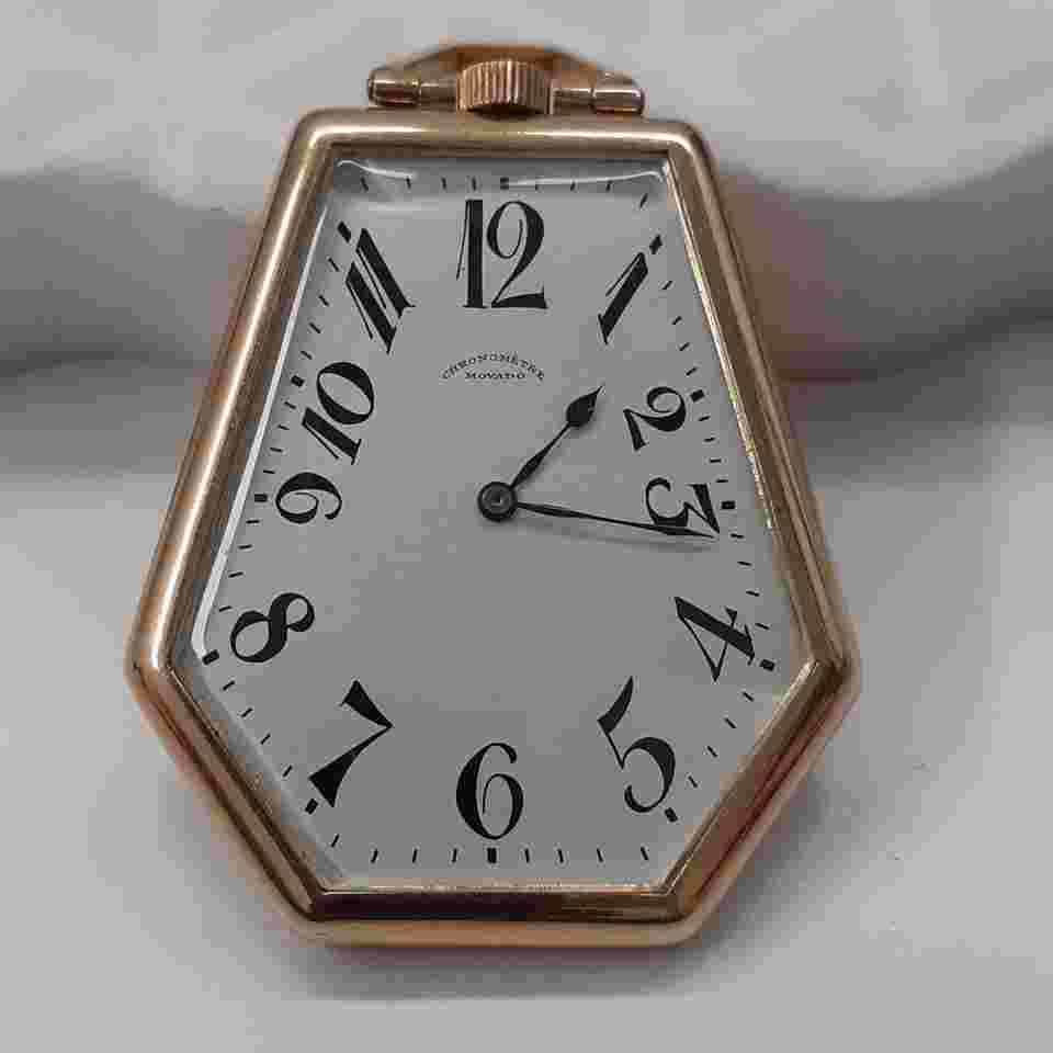 Pocket Watches Pocket Watch Movado Chronometre 65 Grams 18K Yellow Gold Manual Silver Watch