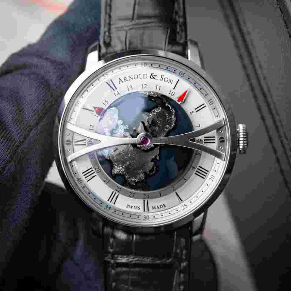 Arnold & Son
Globetrotter Night UNWORN Limited Edition GMT Silver Dial Steel Black Leather