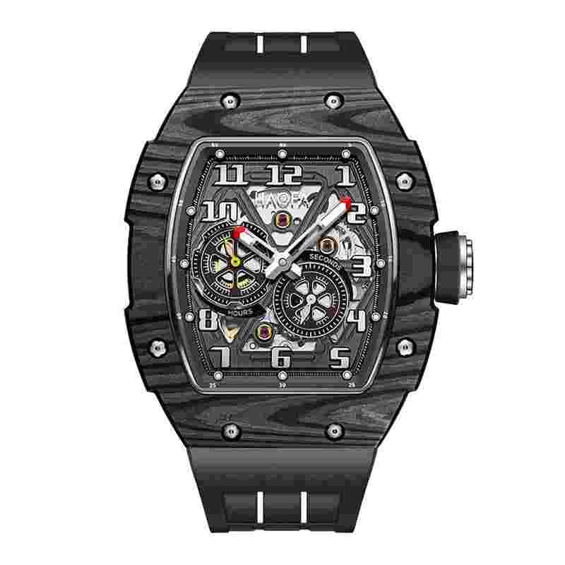 HAOFA Wheel Hub Dial Skeleton Automatic Mechanical Watch for Men Carbon Fiber Watch 1978