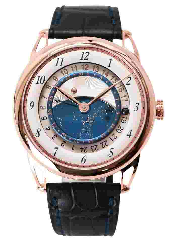 De Bethune DB25
Starry Varius GMT in Rose Gold on Dark Blue Leather Strap with White and Blue Dial