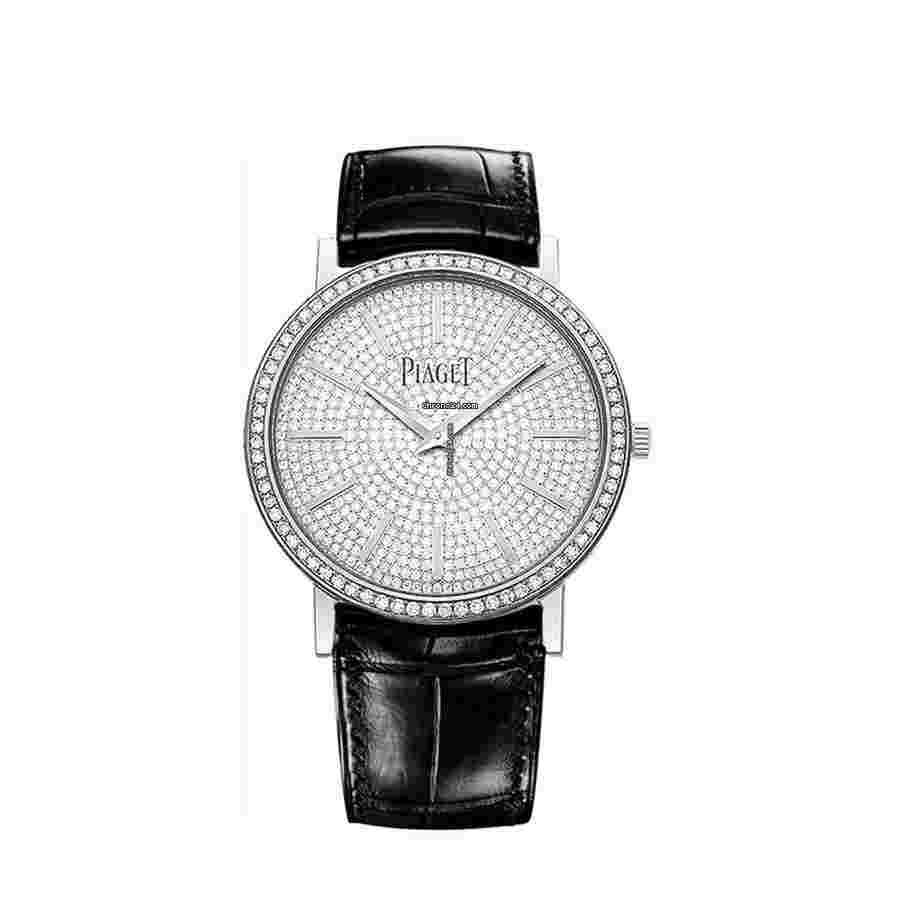Piaget Altiplano
34mm G0A36128 White Gold with Black Crocodile Leather Watch Pave Diamond Dial 2018