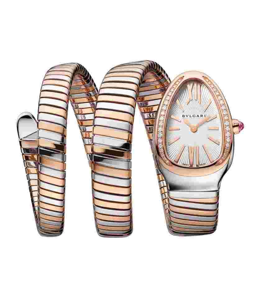 Bulgari Serpenti
35mm Tubogas Double Spiral Steel and 18k RG Silver Dial